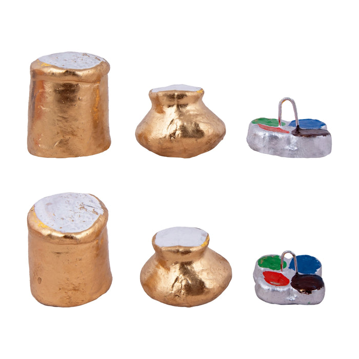 Food Serving Dolls Clay Golu Bommai Set- 6 X 2 Inches | Giri Golu Doll/Navaratri Golu Bommai/Panthi Food/Gombe - Clay Kolu Bommai