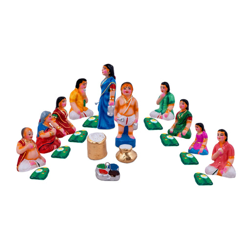 Food Serving Dolls Clay Golu Bommai Set- 6 X 2 Inches | Giri Golu Doll/Navaratri Golu Bommai/Panthi Food/Gombe for traditiona…

