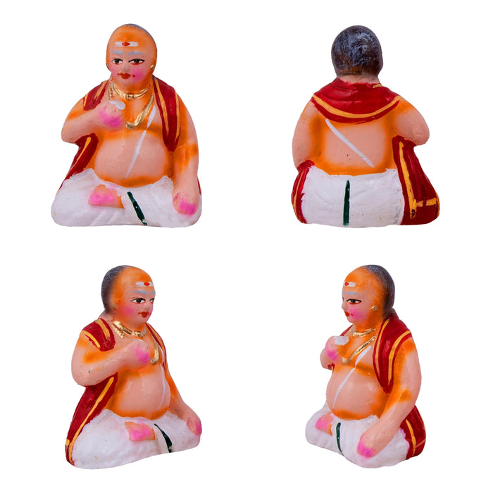 Food Serving Dolls Clay Golu Bommai Set- 6 X 2 Inches | Giri Golu Doll/Navaratri Golu Bommai/Panthi Food/Gombe - Clay Kolu Bommai
