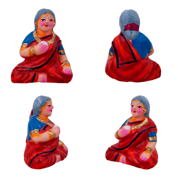 Food Serving Dolls Clay Golu Bommai Set- 6 X 2 Inches | Giri Golu Doll/Navaratri Golu Bommai/Panthi Food/Gombe - Clay Kolu Bommai