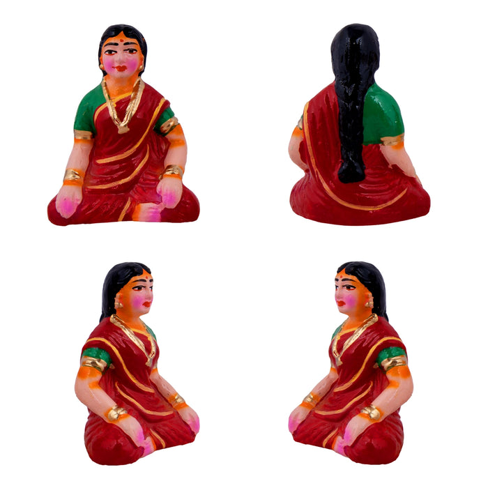 Food Serving Dolls Clay Golu Bommai Set- 6 X 2 Inches | Giri Golu Doll/Navaratri Golu Bommai/Panthi Food/Gombe - Clay Kolu Bommai