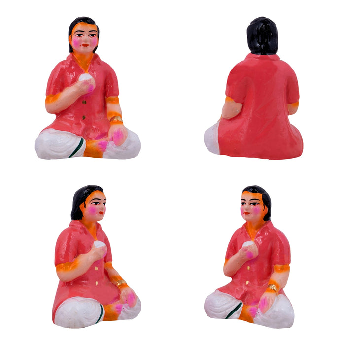 Food Serving Dolls Clay Golu Bommai Set- 6 X 2 Inches | Giri Golu Doll/Navaratri Golu Bommai/Panthi Food/Gombe - Clay Kolu Bommai
