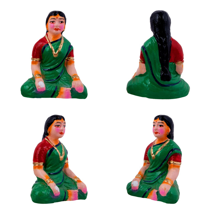Food Serving Dolls Clay Golu Bommai Set- 6 X 2 Inches | Giri Golu Doll/Navaratri Golu Bommai/Panthi Food/Gombe - Clay Kolu Bommai