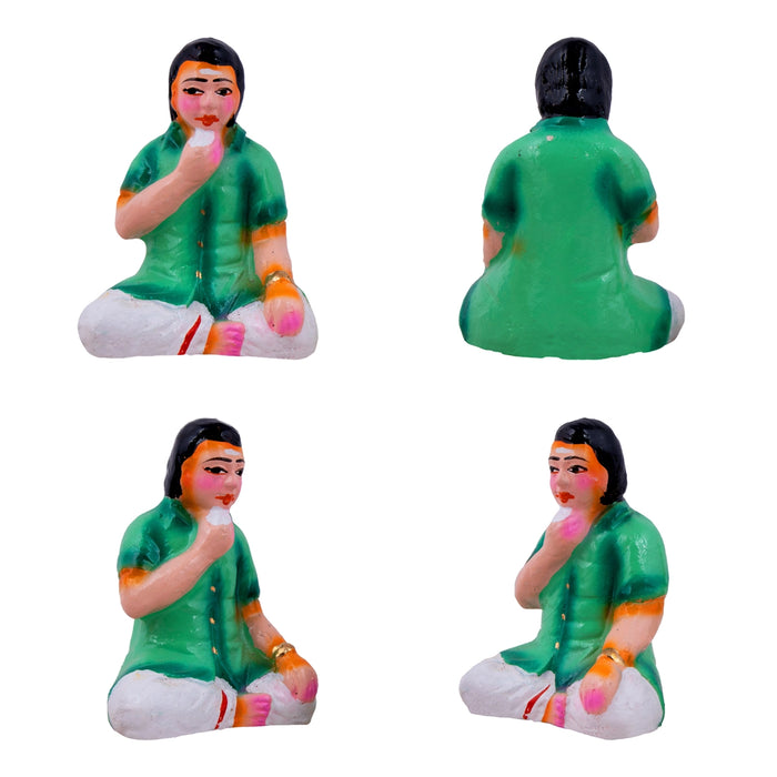 Food Serving Dolls Clay Golu Bommai Set- 6 X 2 Inches | Giri Golu Doll/Navaratri Golu Bommai/Panthi Food/Gombe for traditiona…