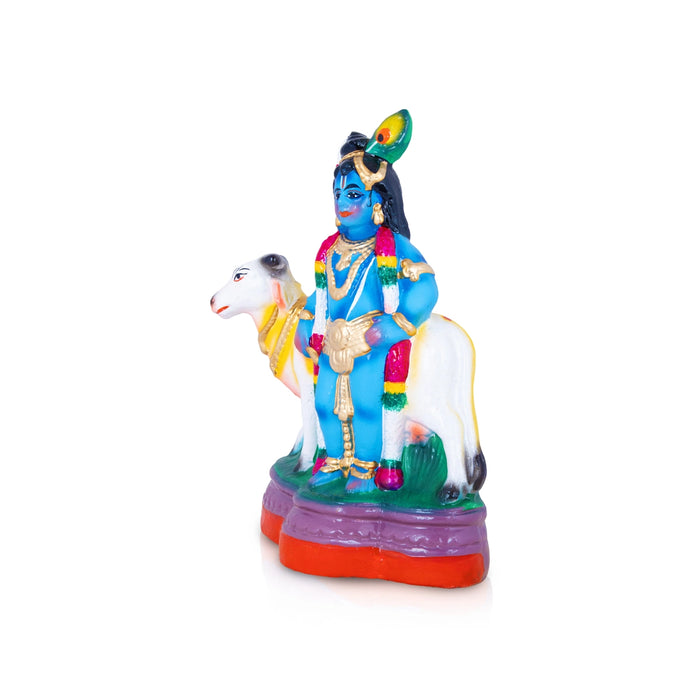 Cow Krishna Clay Golu bommai - 10 x 7 Inches | Giri Golu Doll/ Navaratri Golu Bommalu/ Gombe/ Bommai