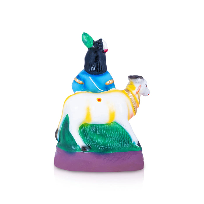Cow Krishna Clay Golu bommai - 10 x 7 Inches | Giri Golu Doll/ Navaratri Golu Bommalu/ Gombe/ Bommai