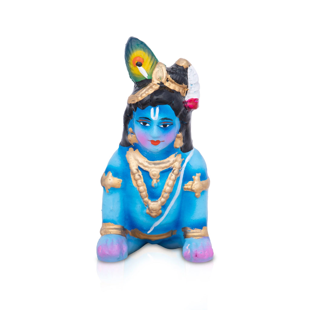 Crawling Krishna Clay Golu Bommai - 7 x 6 Inches | Giri Golu Doll/ Navaratri Golu Bomma/Gombe/Bommai