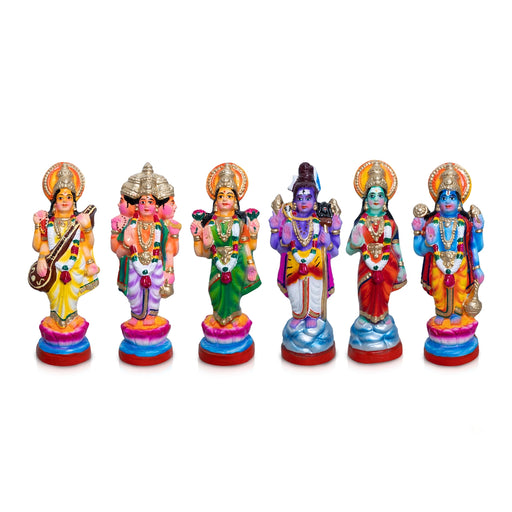 Trimoorti Brahma Vishnu Shiva Clay Golu Bommai Set - 5.65 x 3.5 Inches | Golu Doll/ Navaratri Bomma/Gombe/Bommai - Clay Kolu Bommai