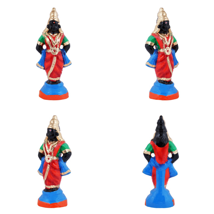 Vitthal Rukmini Murti Clay Golu Bommai Pair - 8 X 3 Inches | Giri Golu Doll/ Navaratri Golu Bommai/ Gombe - Clay Kolu Bommai