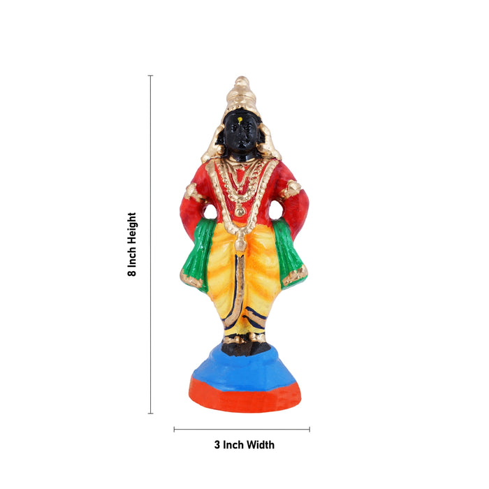 Vitthal Rukmini Murti Clay Golu Bommai Pair - 8 X 3 Inches | Giri Golu Doll/ Navaratri Golu Bommai/ Gombe - Clay Kolu Bommai