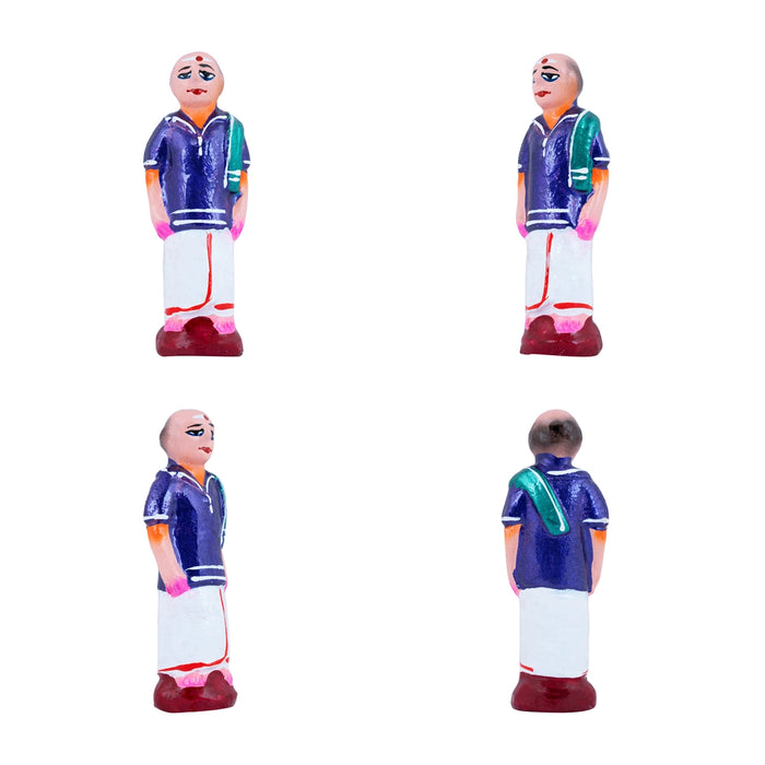 Marriage Clay Golu Bommai Set - 4.5 X 1.5 Inches | Giri Golu Doll/ Navaratri Golu Bomma/ Gombe/ Bommai - Clay Kolu Bommai