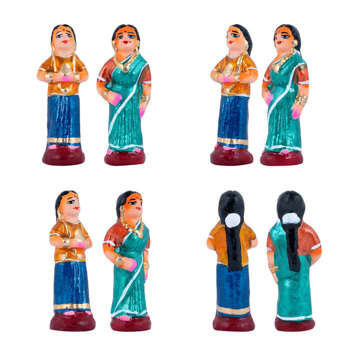 Marriage Clay Golu Bommai Set - 4.5 X 1.5 Inches | Giri Golu Doll/ Navaratri Golu Bomma/ Gombe/ Bommai - Clay Kolu Bommai