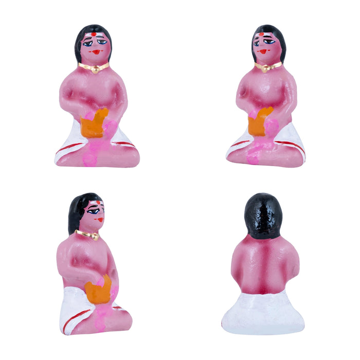 Marriage Clay Golu Bommai Set - 4.5 X 1.5 Inches | Giri Golu Doll/ Navaratri Golu Bomma/ Gombe/ Bommai - Clay Kolu Bommai