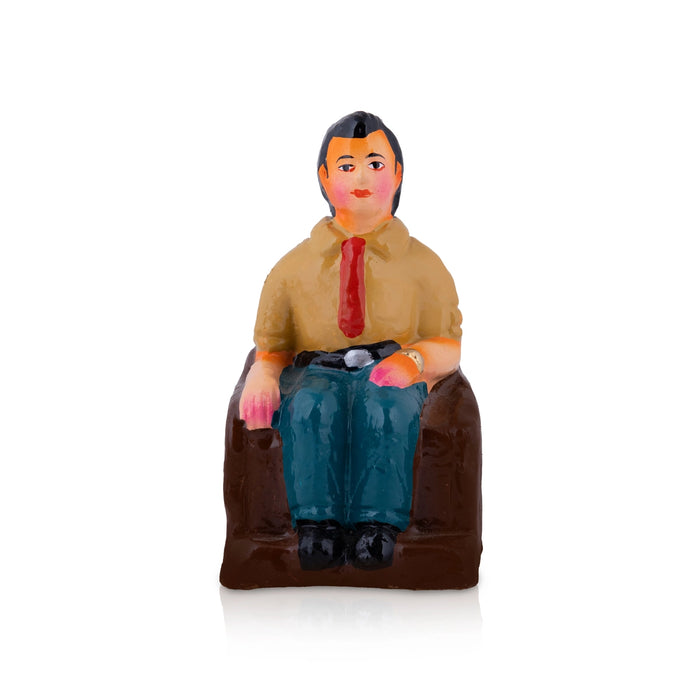 Tennis Set Clay Golu bommai - 7 x 2.5 Inches | Giri Golu Doll/ Navaratri Golu Bomma/ Gombe/ Bommai