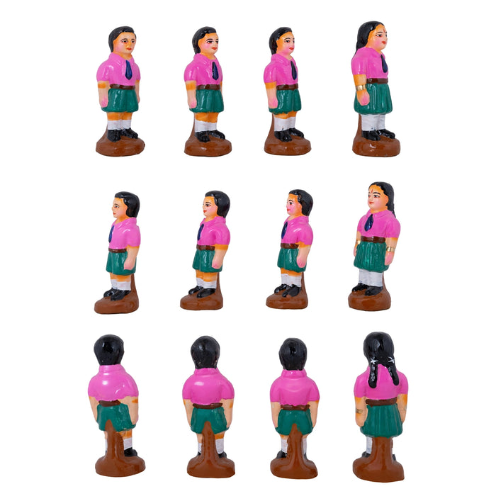 School Assembly Clay Golu Bommai - 7 x 2.5 Inches | Giri Golu Doll/ Navaratri Golu Bomma/ Gombe/ Bommai