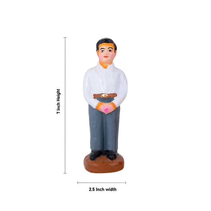 School Assembly Clay Golu Bommai - 7 x 2.5 Inches | Giri Golu Doll/ Navaratri Golu Bomma/ Gombe/ Bommai
