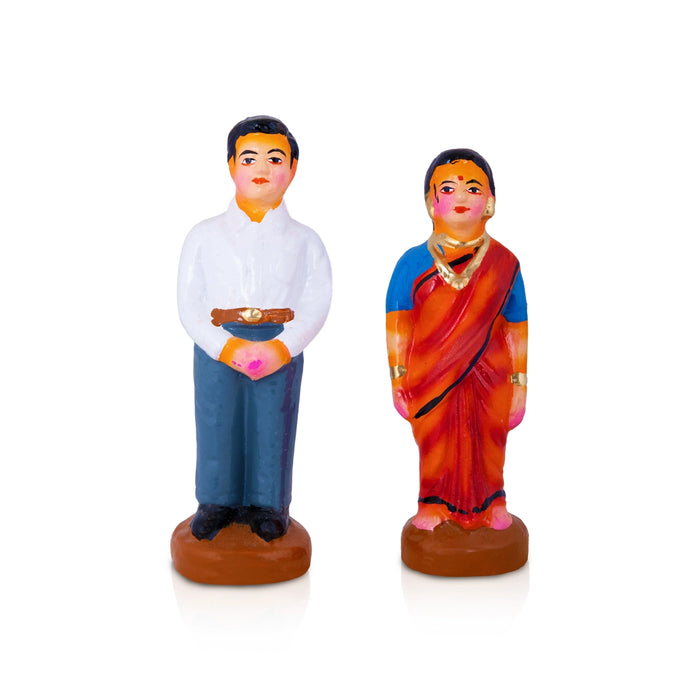 School Assembly Clay Golu Bommai - 7 x 2.5 Inches | Giri Golu Doll/ Navaratri Golu Bomma/ Gombe/ Bommai
