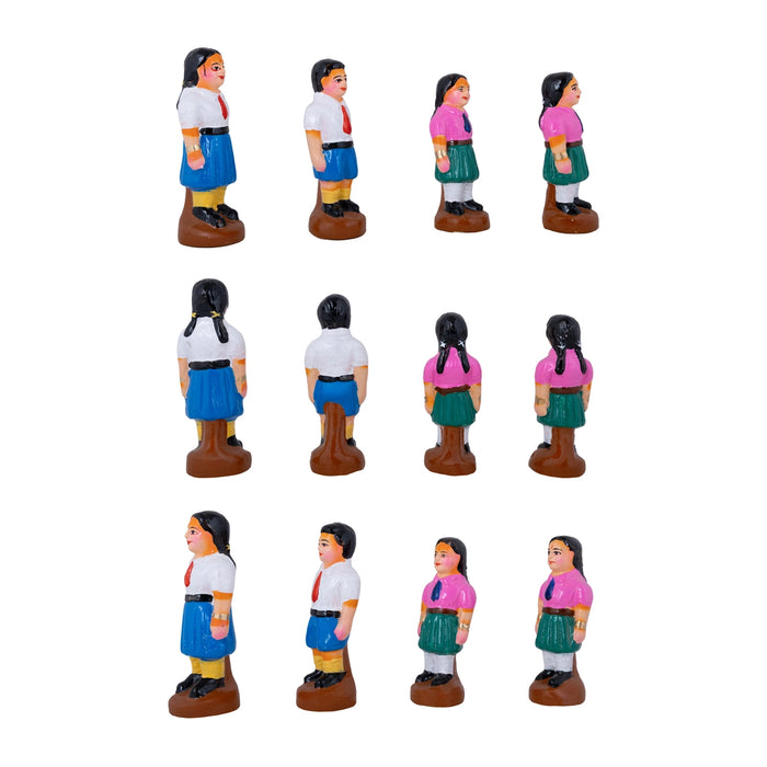 School Assembly Clay Golu Bommai - 7 x 2.5 Inches | Giri Golu Doll/ Navaratri Golu Bomma/ Gombe/ Bommai