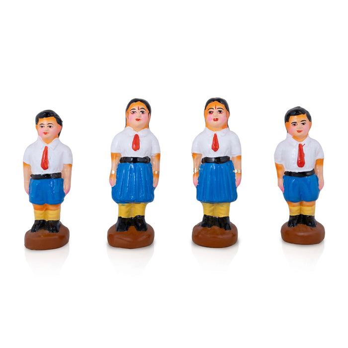 School Assembly Clay Golu Bommai - 7 x 2.5 Inches | Giri Golu Doll/ Navaratri Golu Bomma/ Gombe/ Bommai