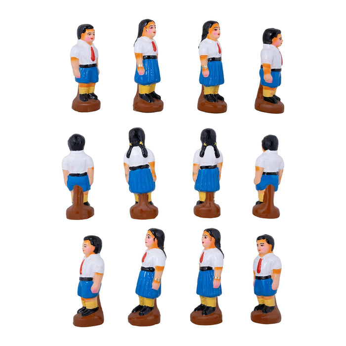 School Assembly Clay Golu Bommai - 7 x 2.5 Inches | Giri Golu Doll/ Navaratri Golu Bomma/ Gombe/ Bommai