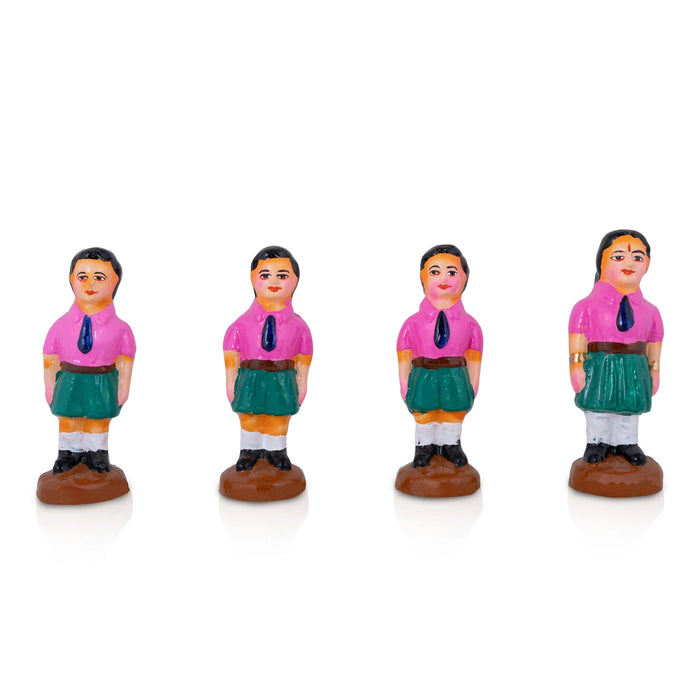 School Assembly Clay Golu Bommai - 7 x 2.5 Inches | Giri Golu Doll/ Navaratri Golu Bomma/ Gombe/ Bommai