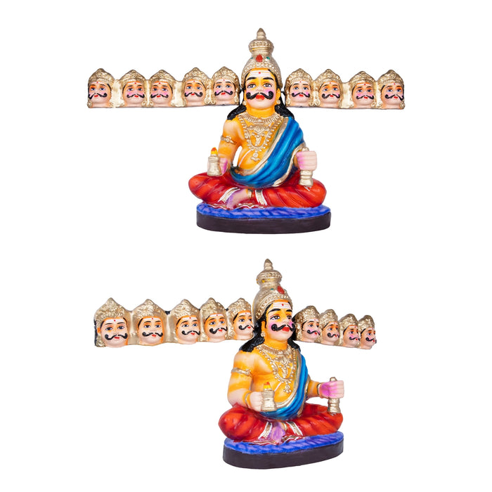 Ravana Linga Pooja Clay Golu Bommai Set - 14 x 24 Inches | Giri Golu Doll/ Navaratri Golu Bomma/Gombe/Bommai