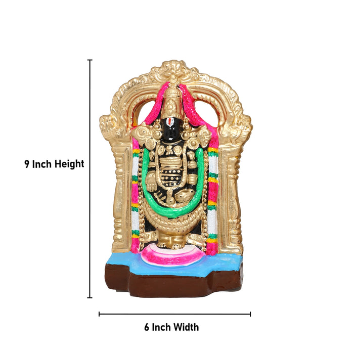 Perumal Thayar Statue Clay Golu Bommai Pair - 9 X 6 Inches | Giri Golu Doll/ Navaratri Golu Bommai/ Gombe - Clay Kolu Bommai