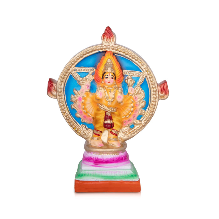 Chakkarathazhwar Clay Golu Bommai - 12 x 8 Inches | Giri Golu Doll/ Navaratri Golu Bomma/Gombe/Bommai