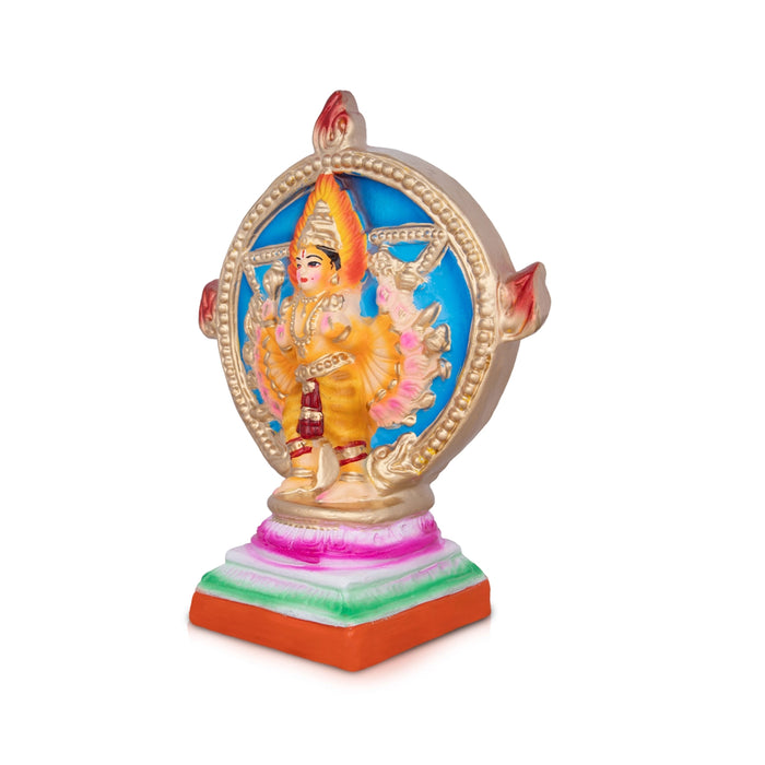 Chakkarathazhwar Clay Golu Bommai - 12 x 8 Inches | Giri Golu Doll/ Navaratri Golu Bomma/Gombe/Bommai