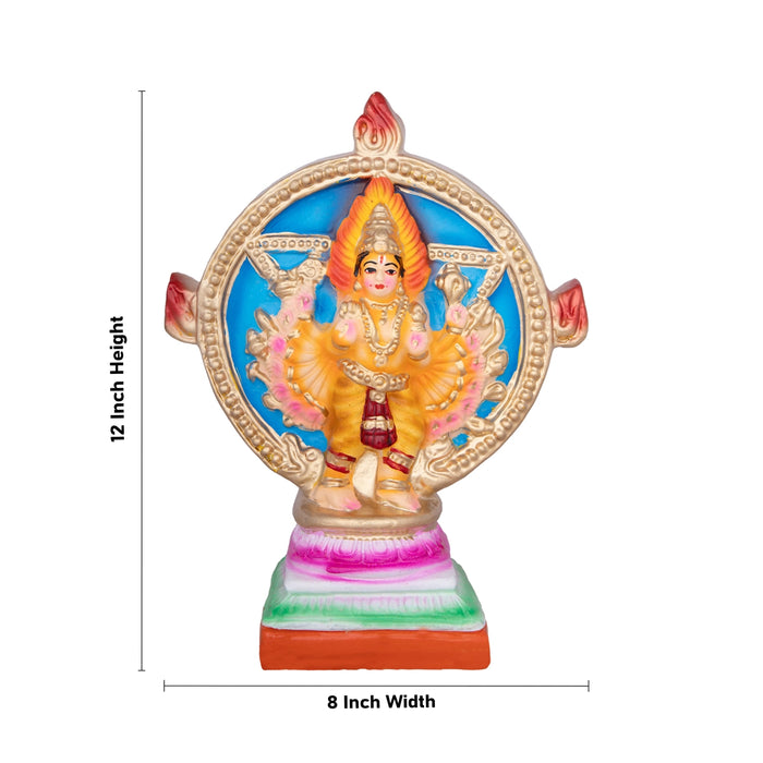 Chakkarathazhwar Clay Golu Bommai - 12 x 8 Inches | Giri Golu Doll/ Navaratri Golu Bomma/Gombe/Bommai