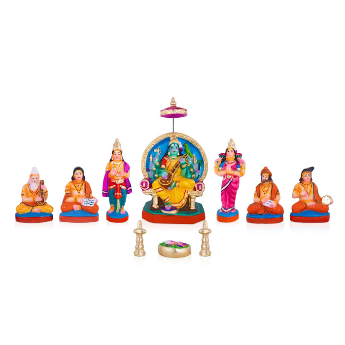 Badri Narayanan Clay Golu Bommai Set - 11 x 6 Inches | Giri Golu Doll/ Navaratri Kolu Bomma/ Gombe/ Dasara Doll