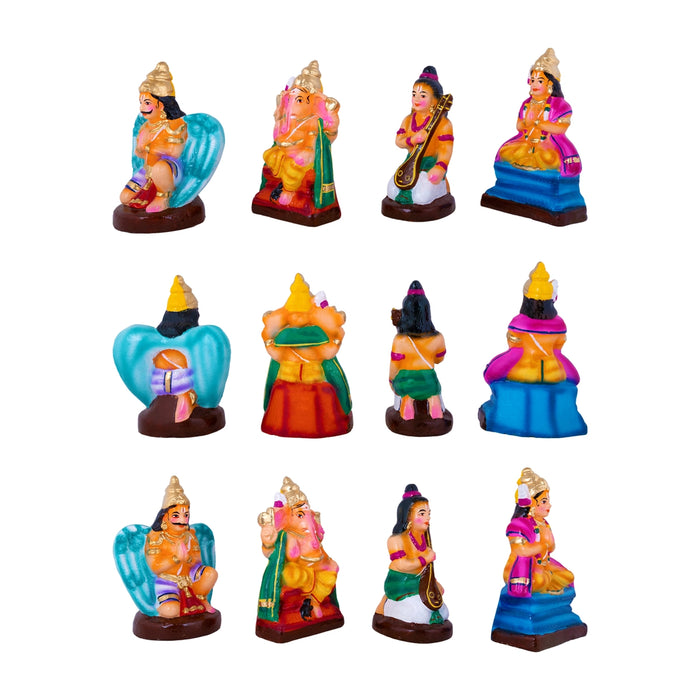 Badri Narayanan Clay Golu Bommai Set - 11 x 6 Inches | Giri Golu Doll/ Navaratri Kolu Bomma/ Gombe/ Dasara Doll
