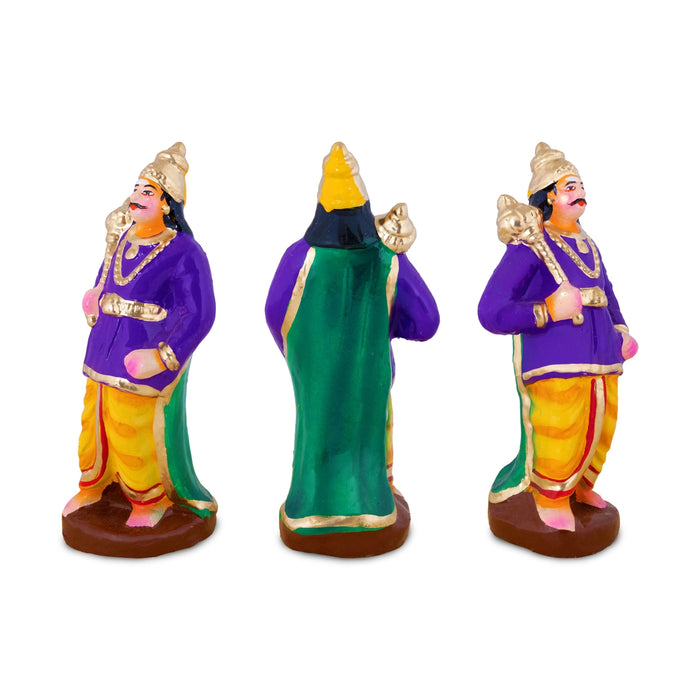 Ravana Darbar Clay Golu bommai Set - 10 x 6 Inches | Giri Golu Doll/ Navaratri Golu Bommai/ Gombe - Clay Kolu Bommai