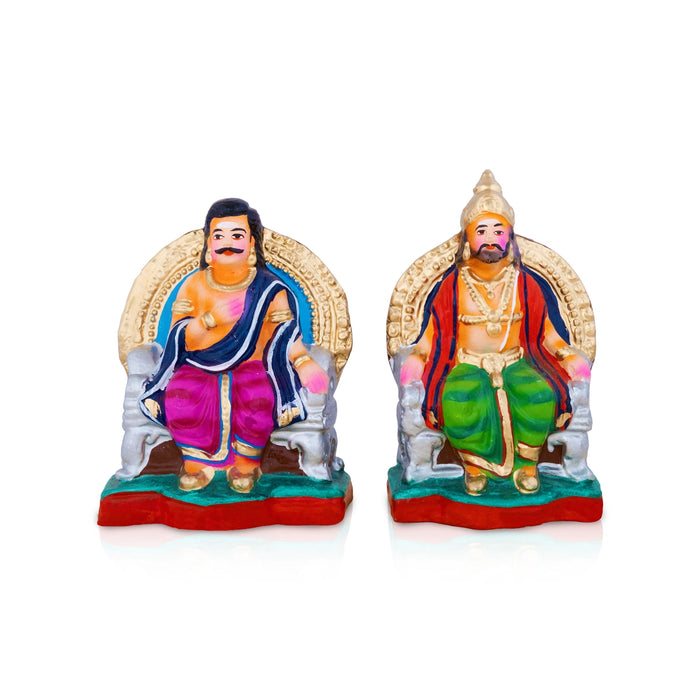 Ravana Darbar Clay Golu bommai Set - 10 x 6 Inches | Giri Golu Doll/ Navaratri Golu Bommai/ Gombe - Clay Kolu Bommai