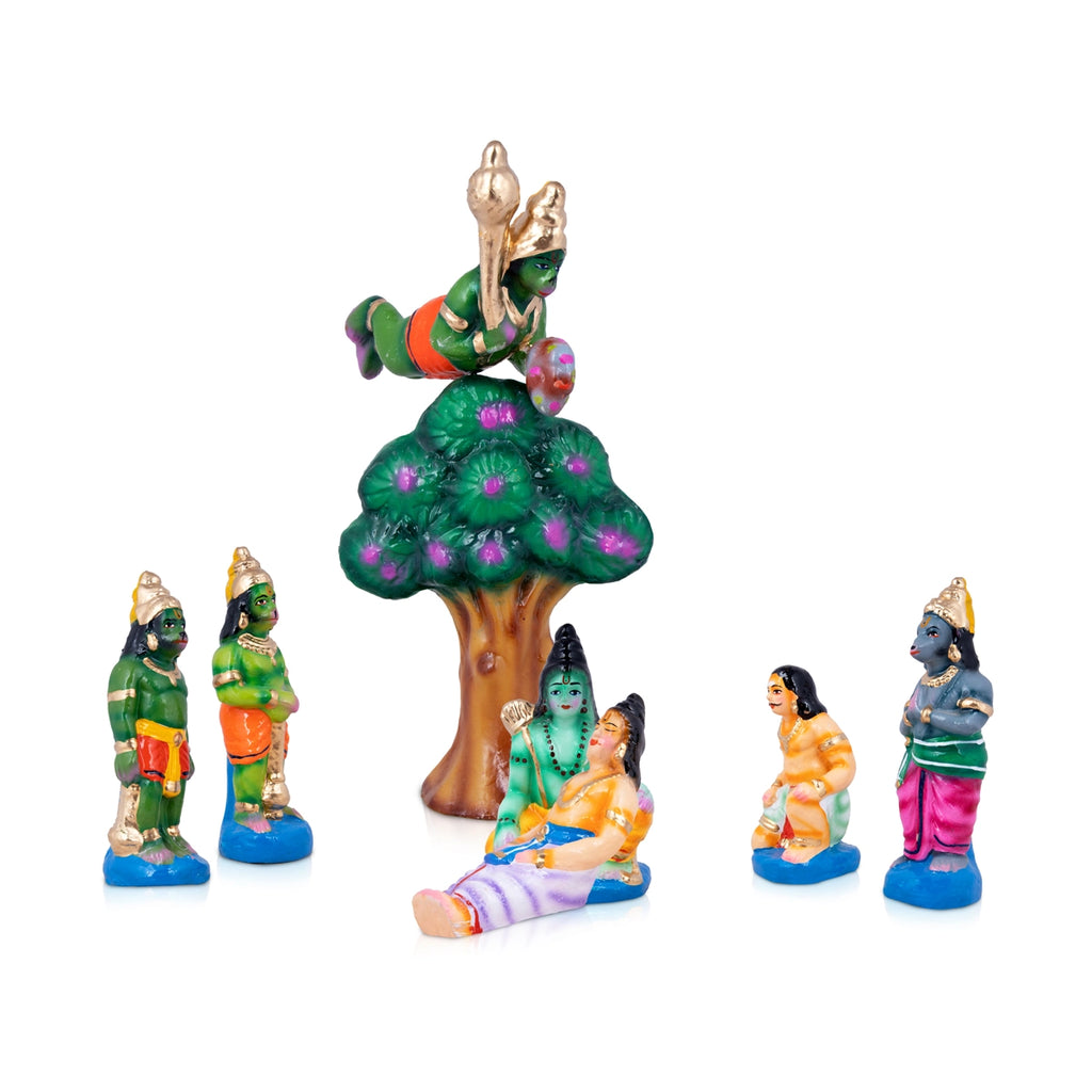 Hanuman Sanjeevi Malai Clay Golu Bommai Set - 19 x 12 Inches | Giri Golu Doll/ Navaratri Golu Bomma/Gombe/Bommai