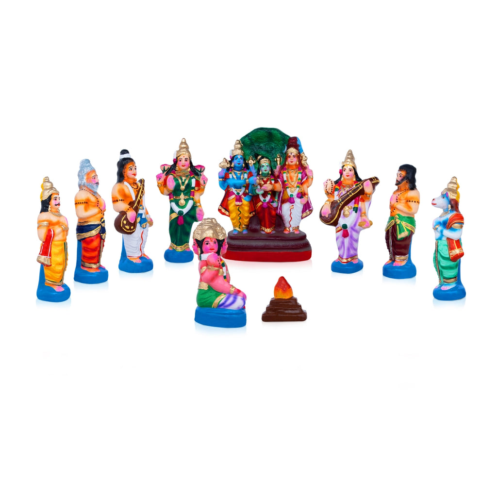 Meenakshi Kalyanam Clay Golu Bommai Set - 12 x 8.5 Inches | Giri Golu Doll/ Navaratri Golu Bomma/Gombe/Bommai