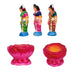 Karthigai Pengal Clay Golu Bommai Set - 10 X 9.5 Inches | Giri Golu Doll/ Navaratri Golu Bomma/ Gombe/ Bommai - Clay Kolu Bommai