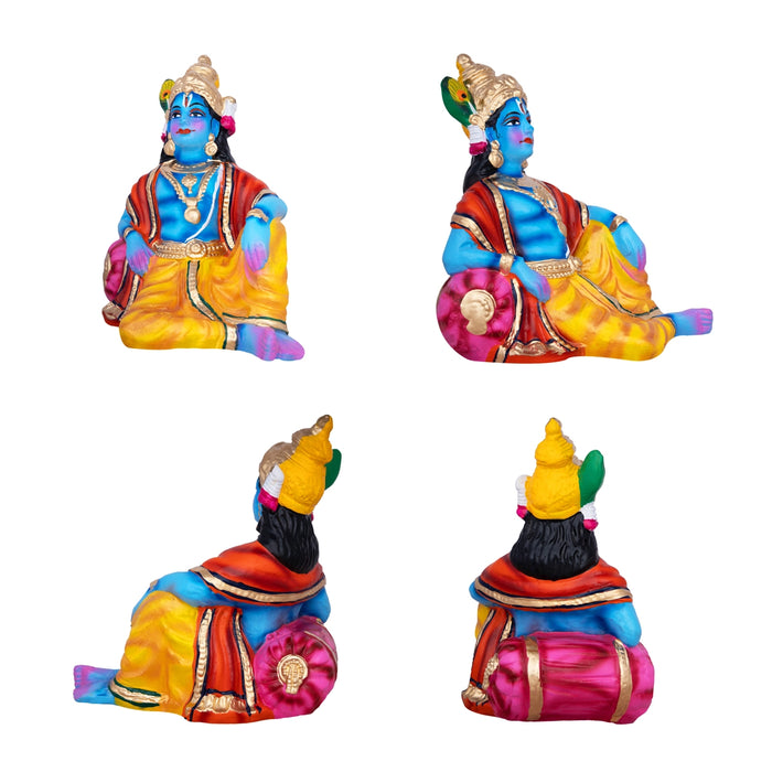 Krishna Radha Thayam Aduthal Paper Mache Golu Bommai Set - 9 x 5 Inches | Giri Golu Doll/ Navaratri Golu Bomma