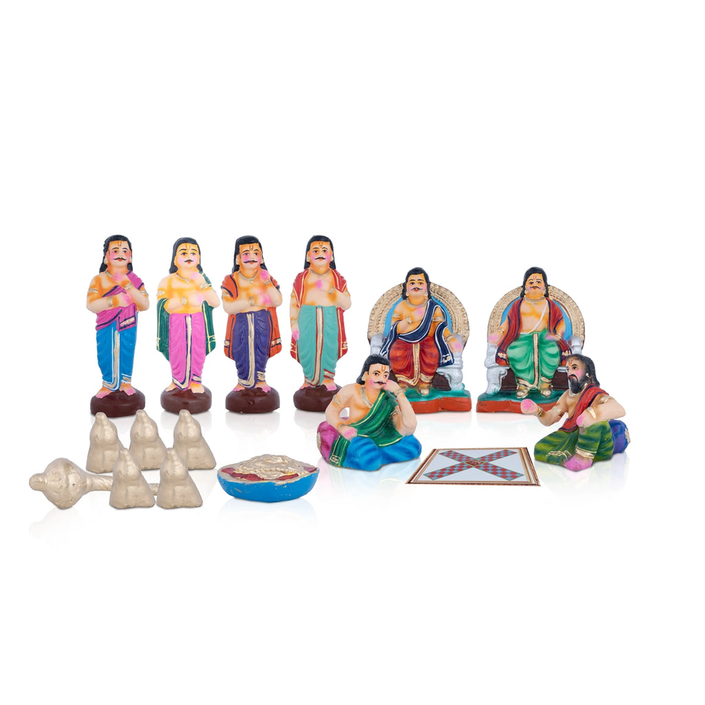 Saguni Pagadai Aduthal Clay Golu Bommai Set - 8 x 5.5 Inches | Giri Golu Doll/ Navaratri Golu Bomma/Gombe/Bommai