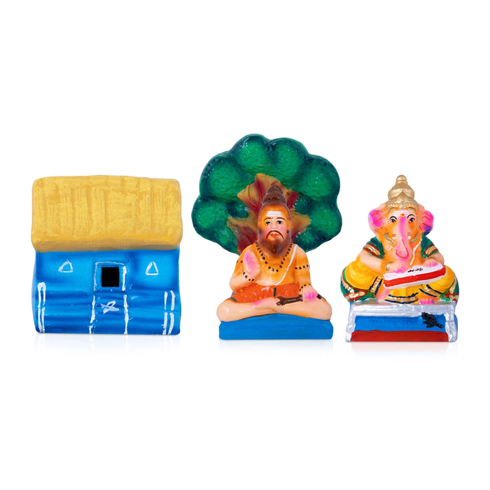 Vinayagar Mahabharatham Clay Golu bommai Set - 9.5 x 7 Inches | Giri Golu Doll/ Navaratri Golu Bomma/ Gombe/ Bommai