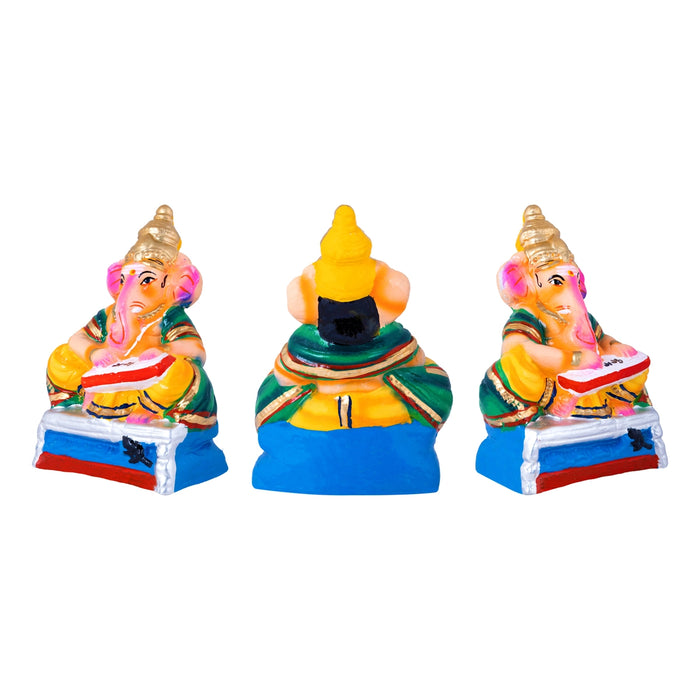 Vinayagar Mahabharatham Clay Golu bommai Set - 9.5 x 7 Inches | Giri Golu Doll/ Navaratri Golu Bomma/ Gombe/ Bommai