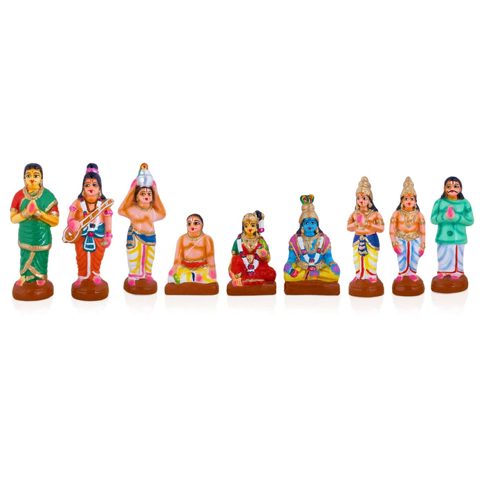 Andal Kalyanam Clay Golu Bommai Set - 8 x 3 Inches | Giri Golu Doll/ Navaratri Golu Bomma/Gombe/Bommalu