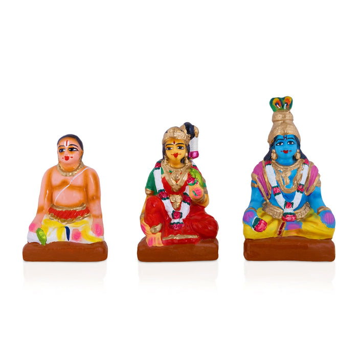 Andal Kalyanam Clay Golu Bommai Set - 8 x 3 Inches | Giri Golu Doll/ Navaratri Golu Bomma/Gombe/Bommalu