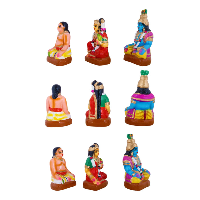 Andal Kalyanam Clay Golu Bommai Set - 8 x 3 Inches | Giri Golu Doll/ Navaratri Golu Bomma/Gombe/Bommalu