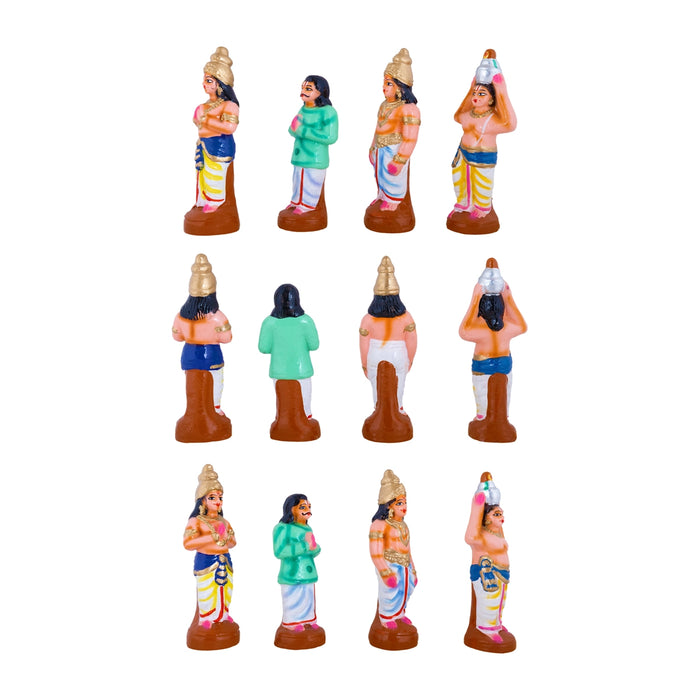 Andal Kalyanam Clay Golu Bommai Set - 8 x 3 Inches | Giri Golu Doll/ Navaratri Golu Bomma/Gombe/Bommalu
