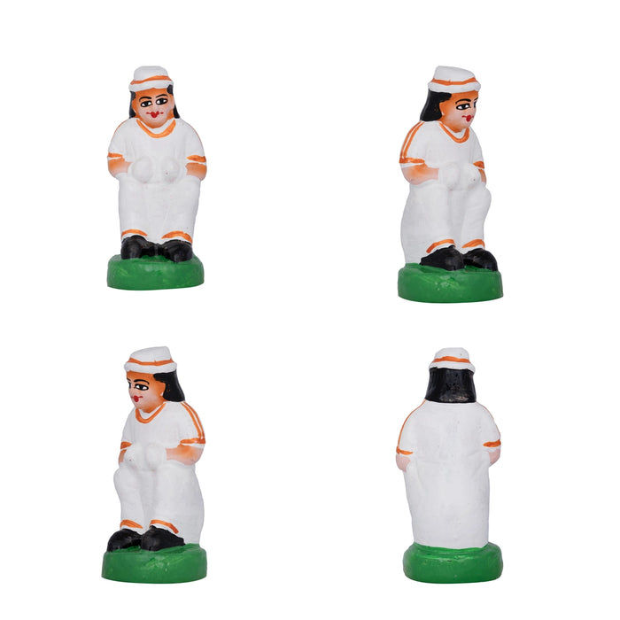 Cricket Game Clay Golu Bommai Set - 7 x 2.5 Inches | Giri Golu Doll/ Navaratri Golu Bomma/Gombe/Bommai
