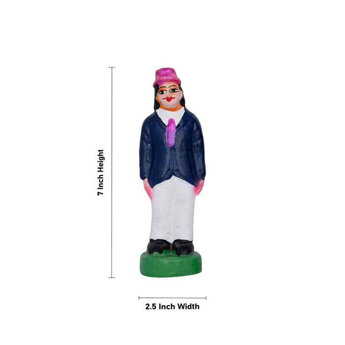 Cricket Game Clay Golu Bommai Set - 7 x 2.5 Inches | Giri Golu Doll/ Navaratri Golu Bomma/Gombe/Bommai
