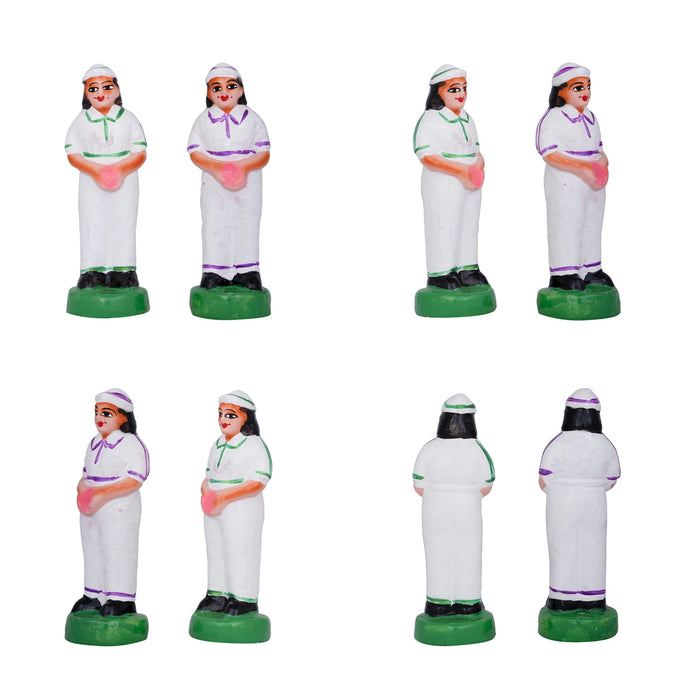 Cricket Game Clay Golu Bommai Set - 7 x 2.5 Inches | Giri Golu Doll/ Navaratri Golu Bomma/Gombe/Bommai