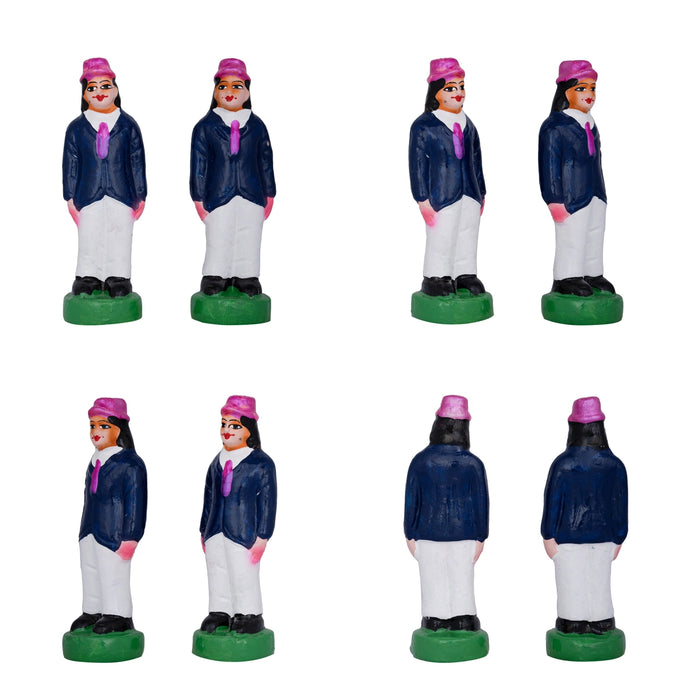 Cricket Game Clay Golu Bommai Set - 7 x 2.5 Inches | Giri Golu Doll/ Navaratri Golu Bomma/Gombe/Bommai