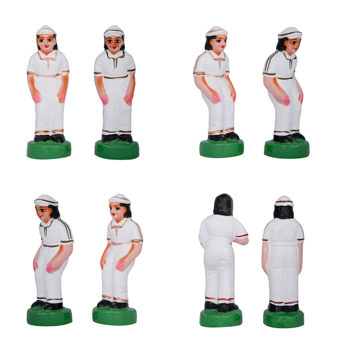 Cricket Game Clay Golu Bommai Set - 7 x 2.5 Inches | Giri Golu Doll/ Navaratri Golu Bomma/Gombe/Bommai